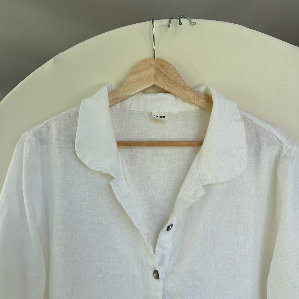 Lintico 100% Linen Peter Pan Collar 3/4 Sleeve Shirt ASTRID - Picture 5 of 6